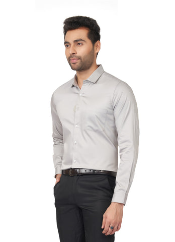 Brand New Grey Men Slim Fit Cotton Satin Formal Shirt