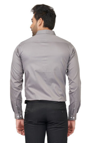 Morden Men Dark Grey Slim Fit Cotton Satin Formal Shirt