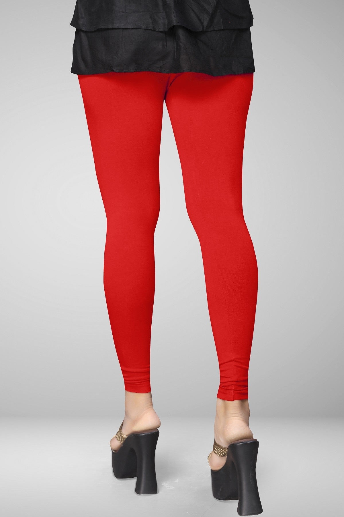 Orange Cotton Lycra Ankle Length Legging at Soch