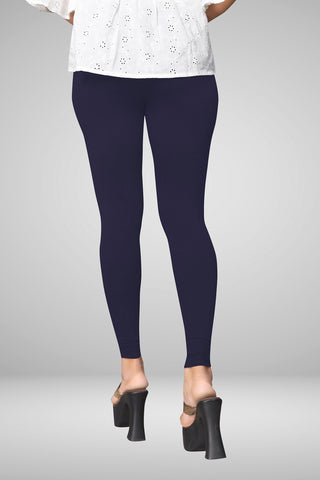 Navy Blue Cotton Lycra Ankle Length Leggings for women & girls