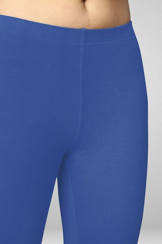 Royal Blue Cotton Lycra Ankle Length Leggings for women & girls