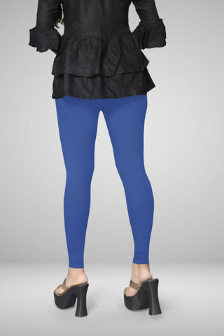 Royal Blue Cotton Lycra Ankle Length Leggings for women & girls