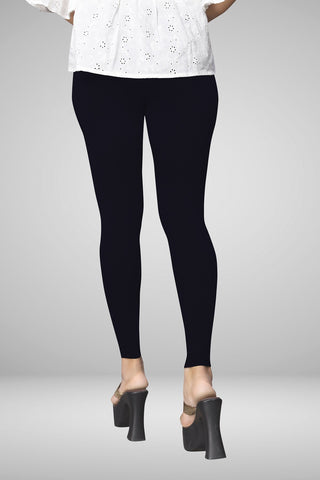 Black Cotton Lycra Ankle Length Leggings for women & girls