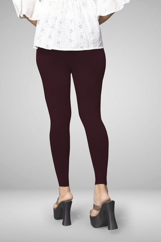 Chocalate Maroon Cotton Lycra Ankle Length Leggings for women & girls