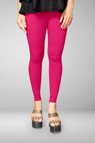 Rani Pink Cotton Lycra Ankle Length Leggings for women & girls