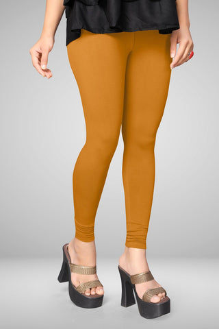 Mustard Cotton Lycra Ankle Length Leggings for women & girls