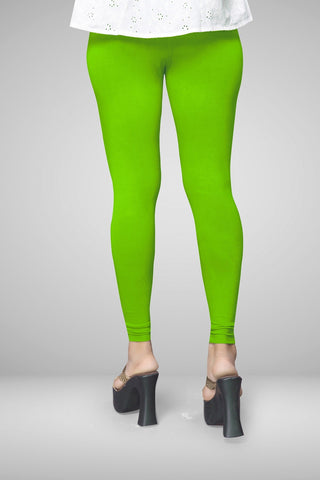 Parrot Green  Cotton Lycra Ankle Length Leggings for women & girls