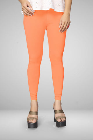 Peach Cotton Lycra Ankle Length Leggings for women & girls