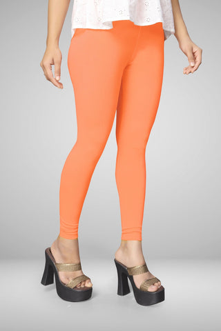 Peach Cotton Lycra Ankle Length Leggings for women & girls