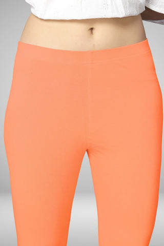 Peach Cotton Lycra Ankle Length Leggings for women & girls