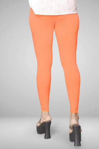 Peach Cotton Lycra Ankle Length Leggings for women & girls