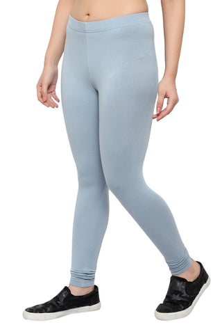 SKY GREY Cotton Lycra Ankle Length Leggings for women & girls