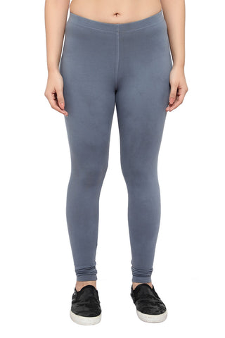 GREY Cotton Lycra Ankle Length Leggings for women & girls