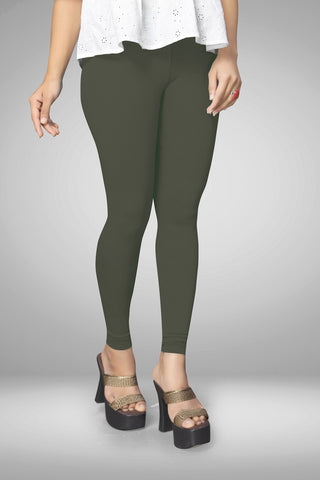 Taupe Cotton Lycra Ankle Length Leggings for women & girls