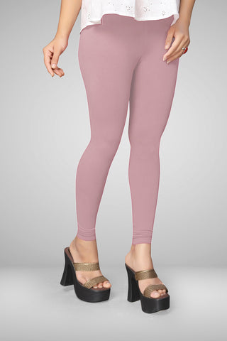 Dusty Rose  Cotton Lycra Ankle Length Leggings for women & girls