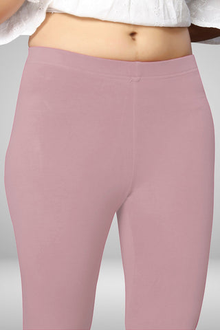 Dusty Rose  Cotton Lycra Ankle Length Leggings for women & girls