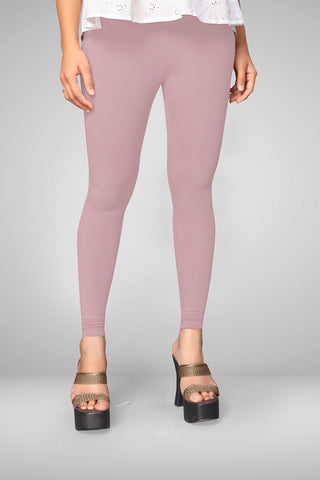 Dusty Rose  Cotton Lycra Ankle Length Leggings for women & girls