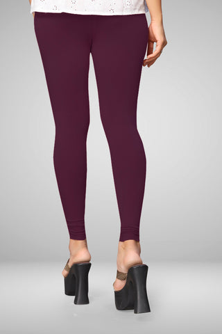 Black Berry Wine Cotton Lycra Ankle Length Leggings for women & girls