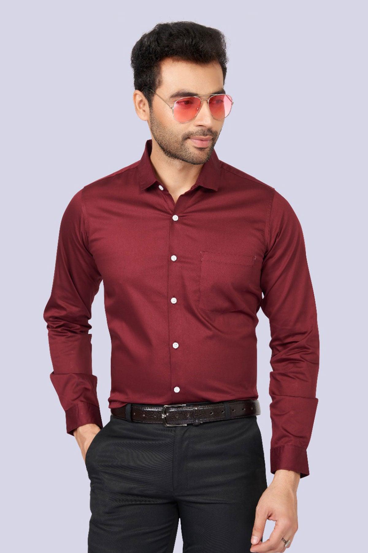 latest Men Slim Fit Cotton Satin Formal Shirt - Manticore 