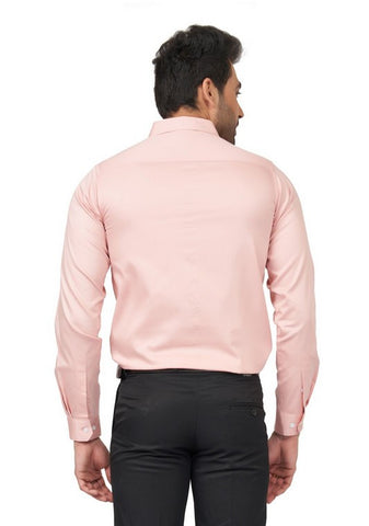 Gentlemen Slim Fit Cotton Satin Peach Formal Shirt for office