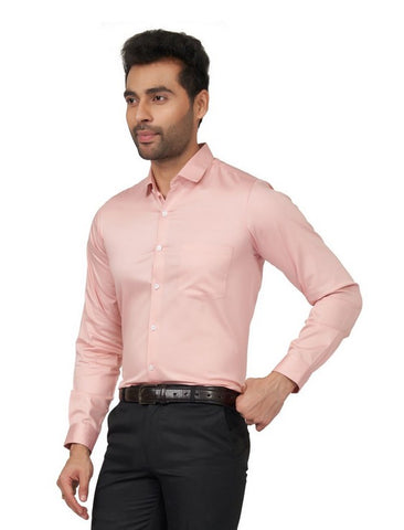 Gentlemen Slim Fit Cotton Satin Peach Formal Shirt for office