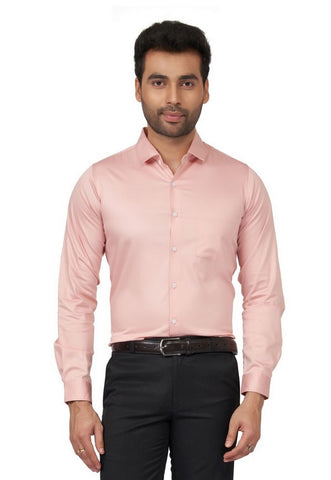 Gentlemen Slim Fit Cotton Satin Peach Formal Shirt for office