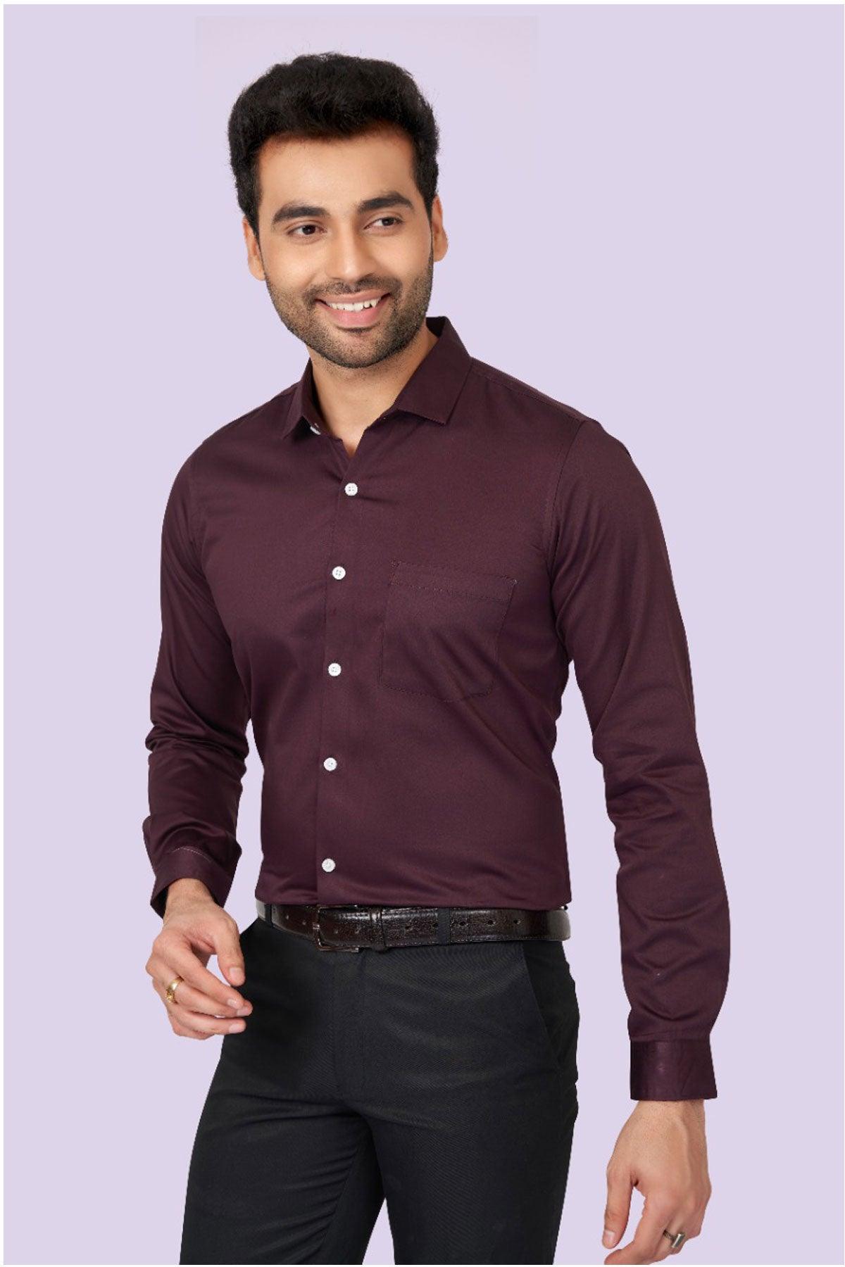 latest Men Slim Fit Cotton Satin Formal Shirt - Manticore 