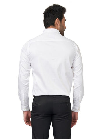 White latest Men Slim Fit Cotton Satin Formal Shirt for independence day