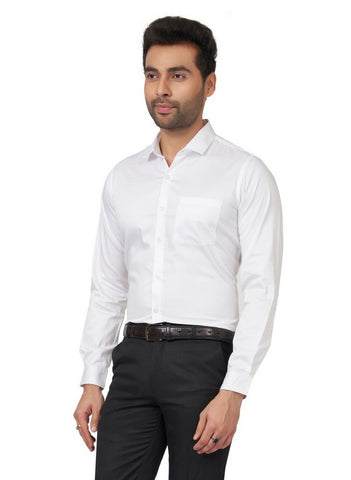 White latest Men Slim Fit Cotton Satin Formal Shirt for independence day