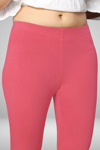 DARK PINK Cotton Lycra Ankle Length Leggings for women & girls